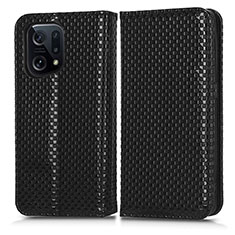 Custodia Portafoglio In Pelle Cover con Supporto C03X per Oppo Find X5 5G Nero