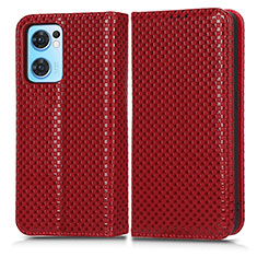 Custodia Portafoglio In Pelle Cover con Supporto C03X per Oppo Find X5 Lite 5G Rosso