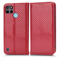 Custodia Portafoglio In Pelle Cover con Supporto C03X per Realme C21Y Rosso