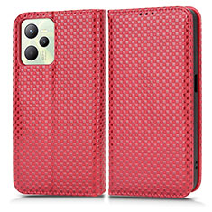 Custodia Portafoglio In Pelle Cover con Supporto C03X per Realme C35 Rosso