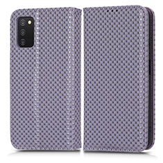 Custodia Portafoglio In Pelle Cover con Supporto C03X per Samsung Galaxy A02s Viola