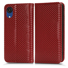 Custodia Portafoglio In Pelle Cover con Supporto C03X per Samsung Galaxy A03 Core Rosso