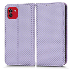 Custodia Portafoglio In Pelle Cover con Supporto C03X per Samsung Galaxy A03 Viola