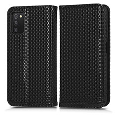 Custodia Portafoglio In Pelle Cover con Supporto C03X per Samsung Galaxy A03s Nero