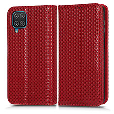 Custodia Portafoglio In Pelle Cover con Supporto C03X per Samsung Galaxy A12 5G Rosso