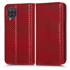 Custodia Portafoglio In Pelle Cover con Supporto C03X per Samsung Galaxy F12 Rosso