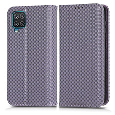 Custodia Portafoglio In Pelle Cover con Supporto C03X per Samsung Galaxy M12 Viola