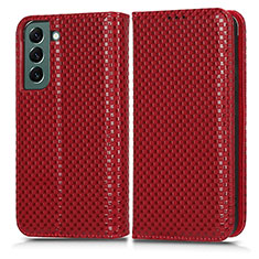 Custodia Portafoglio In Pelle Cover con Supporto C03X per Samsung Galaxy S22 5G Rosso