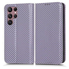 Custodia Portafoglio In Pelle Cover con Supporto C03X per Samsung Galaxy S22 Ultra 5G Viola