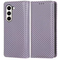 Custodia Portafoglio In Pelle Cover con Supporto C03X per Samsung Galaxy Z Fold5 5G Viola