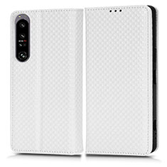 Custodia Portafoglio In Pelle Cover con Supporto C03X per Sony Xperia 1 IV Bianco