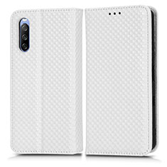 Custodia Portafoglio In Pelle Cover con Supporto C03X per Sony Xperia 10 III SO-52B Bianco