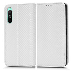 Custodia Portafoglio In Pelle Cover con Supporto C03X per Sony Xperia 10 V Bianco