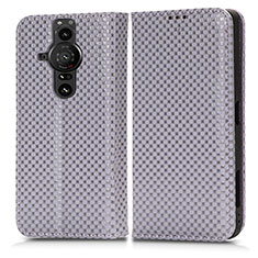 Custodia Portafoglio In Pelle Cover con Supporto C03X per Sony Xperia PRO-I Viola