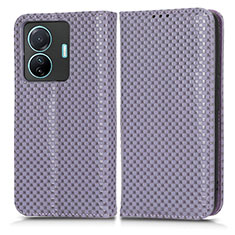 Custodia Portafoglio In Pelle Cover con Supporto C03X per Vivo T1 Pro 5G Viola