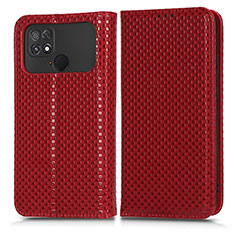 Custodia Portafoglio In Pelle Cover con Supporto C03X per Xiaomi Poco C40 Rosso