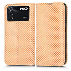 Custodia Portafoglio In Pelle Cover con Supporto C03X per Xiaomi Poco M4 Pro 4G Oro