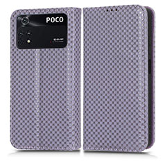 Custodia Portafoglio In Pelle Cover con Supporto C03X per Xiaomi Poco M4 Pro 4G Viola