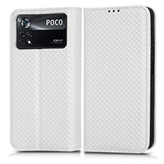 Custodia Portafoglio In Pelle Cover con Supporto C03X per Xiaomi Poco X4 Pro 5G Bianco