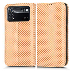 Custodia Portafoglio In Pelle Cover con Supporto C03X per Xiaomi Poco X4 Pro 5G Oro
