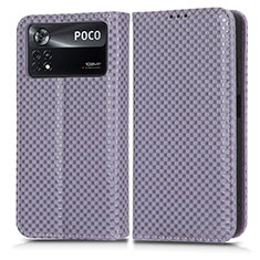 Custodia Portafoglio In Pelle Cover con Supporto C03X per Xiaomi Poco X4 Pro 5G Viola