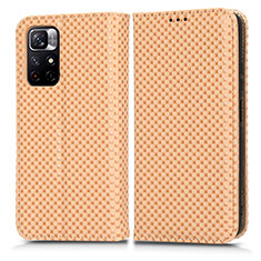 Custodia Portafoglio In Pelle Cover con Supporto C03X per Xiaomi Redmi Note 11 5G Oro