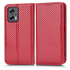 Custodia Portafoglio In Pelle Cover con Supporto C03X per Xiaomi Redmi Note 11T Pro 5G Rosso