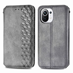 Custodia Portafoglio In Pelle Cover con Supporto C04 per Xiaomi Mi 11 5G Grigio