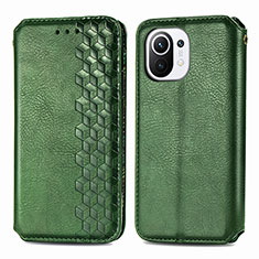 Custodia Portafoglio In Pelle Cover con Supporto C04 per Xiaomi Mi 11 Lite 4G Verde