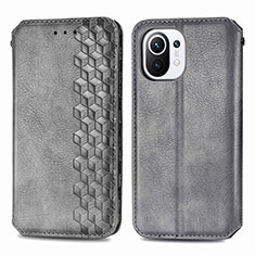 Custodia Portafoglio In Pelle Cover con Supporto C04 per Xiaomi Mi 11 Lite 5G NE Grigio