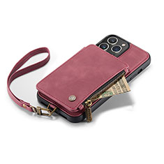 Custodia Portafoglio In Pelle Cover con Supporto C04S per Apple iPhone 16 Pro Rosso