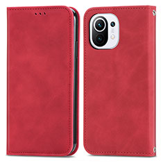 Custodia Portafoglio In Pelle Cover con Supporto C05 per Xiaomi Mi 11 Lite 5G NE Rosso