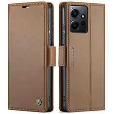 Custodia Portafoglio In Pelle Cover con Supporto C05S per Xiaomi Redmi Note 12 4G Marrone