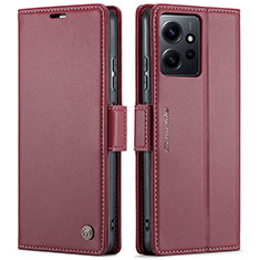 Custodia Portafoglio In Pelle Cover con Supporto C05S per Xiaomi Redmi Note 12 4G Rosso