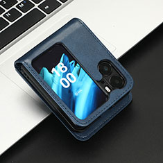 Custodia Portafoglio In Pelle Cover con Supporto C05X per Oppo Find N2 Flip 5G Blu