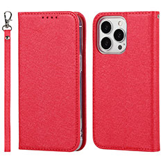 Custodia Portafoglio In Pelle Cover con Supporto D01T per Apple iPhone 14 Pro Rosso