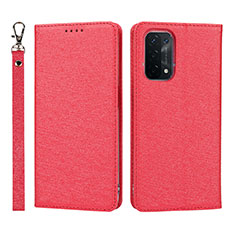 Custodia Portafoglio In Pelle Cover con Supporto D01T per Oppo A54 5G Rosso