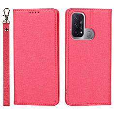 Custodia Portafoglio In Pelle Cover con Supporto D01T per Oppo Reno5 A Rosso