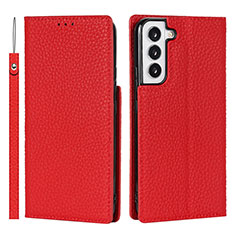 Custodia Portafoglio In Pelle Cover con Supporto D01T per Samsung Galaxy S22 Plus 5G Rosso