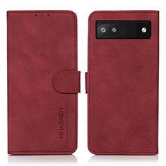 Custodia Portafoglio In Pelle Cover con Supporto D01Y per Google Pixel 7a 5G Rosso