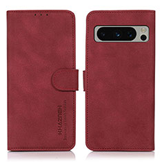 Custodia Portafoglio In Pelle Cover con Supporto D01Y per Google Pixel 8 Pro 5G Rosso