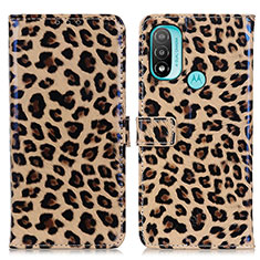 Custodia Portafoglio In Pelle Cover con Supporto D01Y per Motorola Moto E20 Marrone