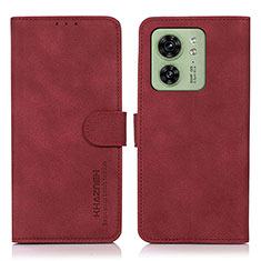 Custodia Portafoglio In Pelle Cover con Supporto D01Y per Motorola Moto Edge 40 5G Rosso