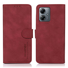 Custodia Portafoglio In Pelle Cover con Supporto D01Y per Motorola Moto G14 Rosso