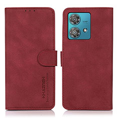 Custodia Portafoglio In Pelle Cover con Supporto D01Y per Motorola Moto G84 5G Rosso