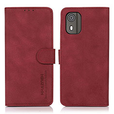 Custodia Portafoglio In Pelle Cover con Supporto D01Y per Nokia C02 Rosso