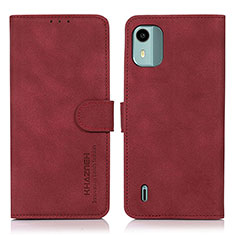 Custodia Portafoglio In Pelle Cover con Supporto D01Y per Nokia C12 Plus Rosso