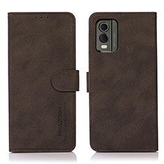 Custodia Portafoglio In Pelle Cover con Supporto D01Y per Nokia C32 Marrone