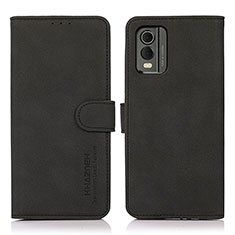 Custodia Portafoglio In Pelle Cover con Supporto D01Y per Nokia C32 Nero