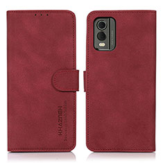 Custodia Portafoglio In Pelle Cover con Supporto D01Y per Nokia C32 Rosso